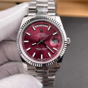 Rolex Oyster Perpetual Day-Date with a cherry or burgundy dial Swiss Grade