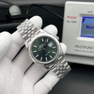 Rolex Datejust 41 (Reference 126334) in Oystersteel and  white gold with a fluted bezel, mint green dial, and Jubilee bracelet swiss 1:1 grade
