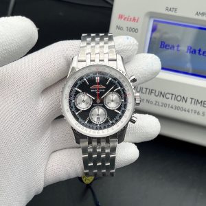 Breitling Navitimer B01 Chronograph 43 (reference AB0138211B1A1) with a black dial and a stainless steel bracelet swiss 1:1 grade