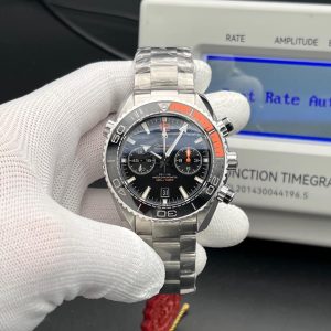Omega Seamaster Planet Ocean 600M Co-Axial Master Chronometer Chronograph with a black dial and a steel bracelet Swiss 1:1 Grade