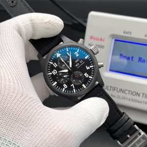 IWS Pilot's Watch Chronograph Top Gun Ceramic Black Dial 44mm Swiss 1:1 Grade